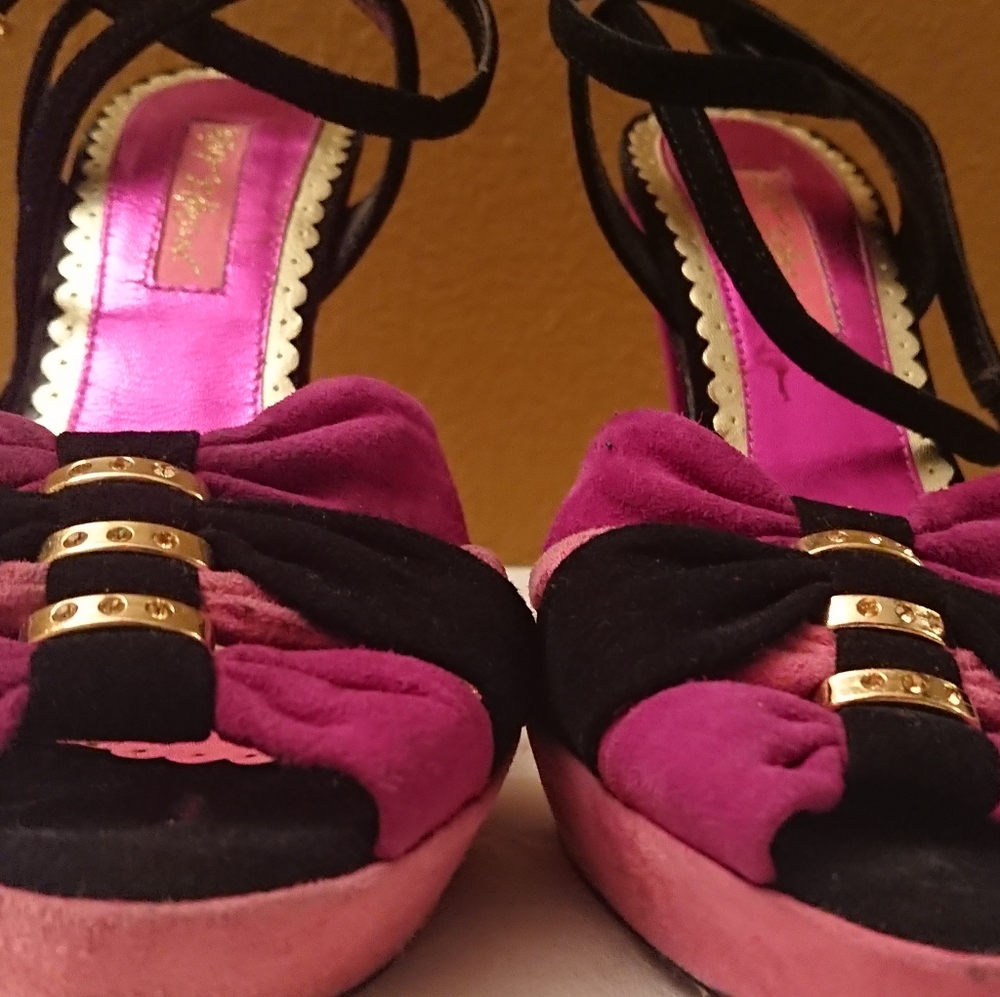 BETSEY JOHNSON Pink Purple Black Platform Sandals - Picture 2 of 11